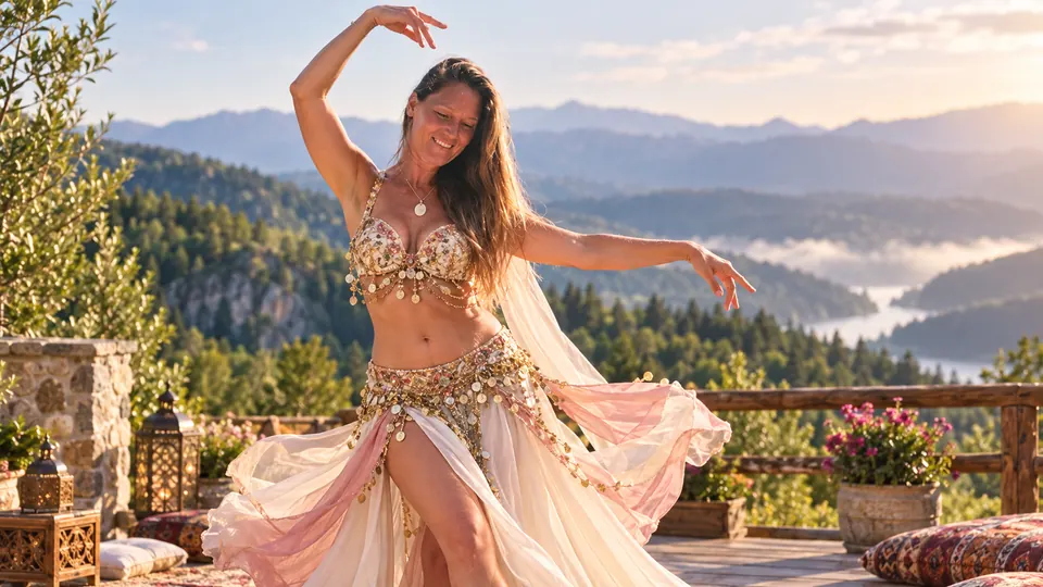 Selina într-o mișcare de dans oriental