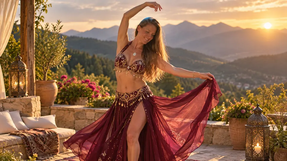 Selina într-o mișcare de dans oriental